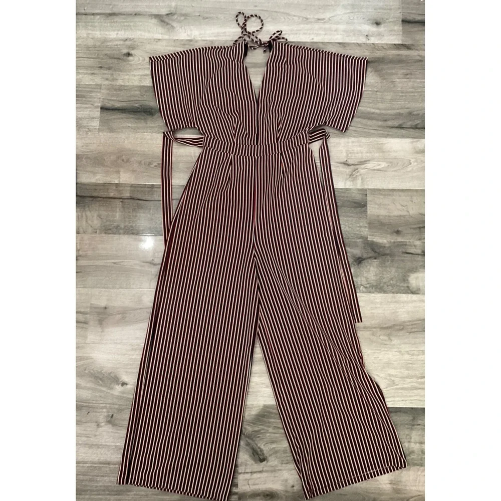 Women Stripe Pants Jumpsuit Multi Color Size S - Picture 6 of 7
